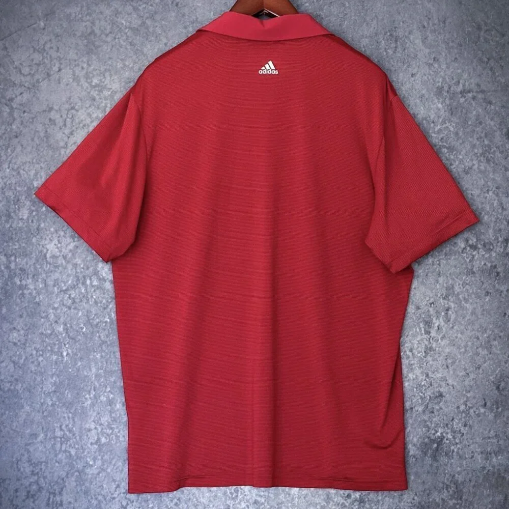 Adidas Red Polo Shirt, Stretch Poly, Men's XL